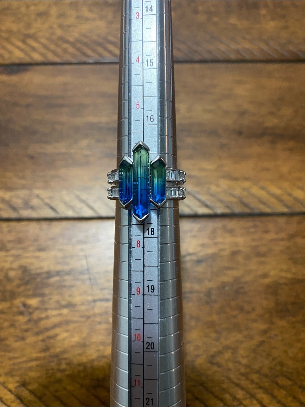 Bomb Party OG Originals Ring - Azure Blue Bi Color Tourmaline - Rhodium